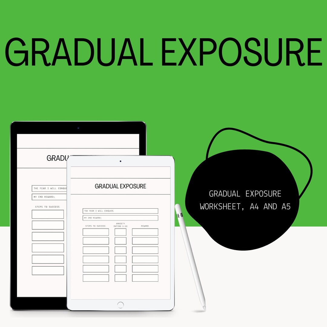 Fear Exposure Worksheet, Gradual Exposure, Therapy Journal, Mental