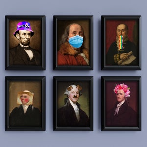 Funny History Posters - Set of 6 - Classroom Decorations For Teachers - Printable Wall Art - Instant Download Art - History US Presidents
