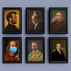 Funny History Posters - Set of 6 - Classroom Decorations For Teachers - Printable Wall Art - Instant Download Art - History US Presidents
