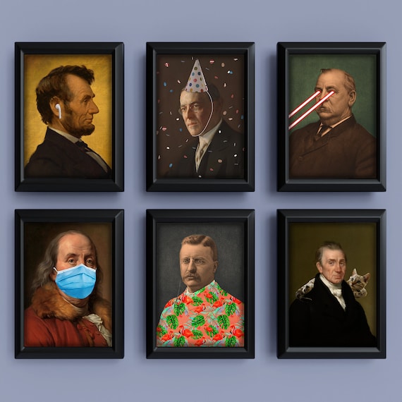 Funny History Posters - Set of 6 - Classroom Decorations For Teachers - Printable Wall Art - Instant Download Art - History US Presidents
