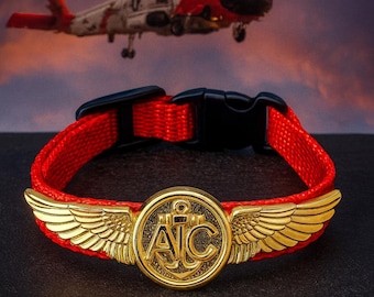 Handmade Coast Guard Aircrewman Insignia Adjustable Nylon Bracelet