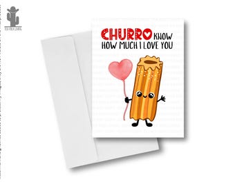 Churro Valentine's Day Card with Envelope, Spanish Love Anniversary Gift