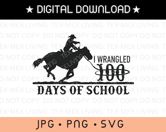 Western Cowboy 100 Days of School-clipart (digitale download PNG SVG JPG)