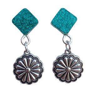Turquoise Western Boho Dangle Earrings Western Cowgirl Earrings Cowboy Western Jewelry Earrings Accessories Boho Earrings Jewelry