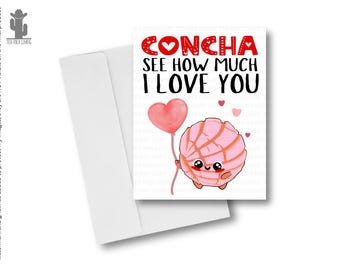 Concha Valentines Day Card with Envelope, Spanish Latina Love Greeting Card Gift