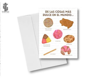 Pan Dulce Concha Mexican Spanish Valentine's Day Card with Envelope, Spanish Latina Love Anniversary Mothers Day Card Gift