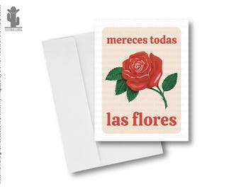 Spanish Mazapan Rose Greeting Card with Envelope, Mexican Mom Mothers Day Gift