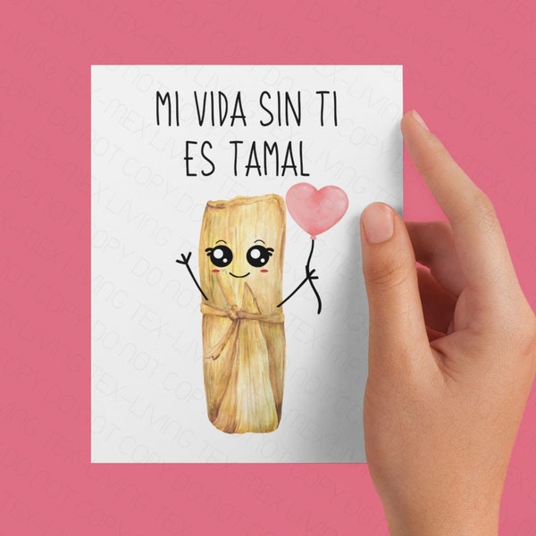 Spanish Valentine's Day Card with Envelope, Funny Valentine Greeting Card, Mexican Valentine's Day Card, Spanish Love Anniversary Card Gift