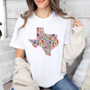 Texas State Floral Flowers T Shirt, Texan Shirt, Floral State Shirt, Texas Girl Texas Babe Shirt, West Texas Shirt, South Texas T Shirt White