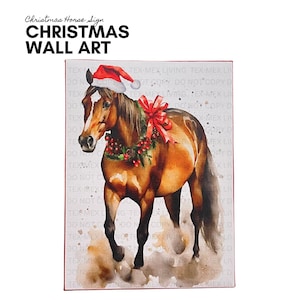 Western Christmas Wall Art Decor Country Western Decorations Cowboy Christmas Decor Santa Farm Horse Christmas Canvas Wall Art