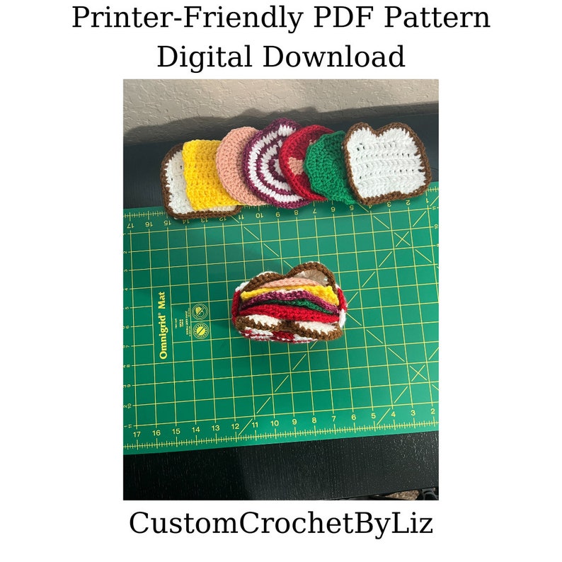 Deli Sandwich Crochet Coaster Printerfriendly Pattern 7 Coasters With