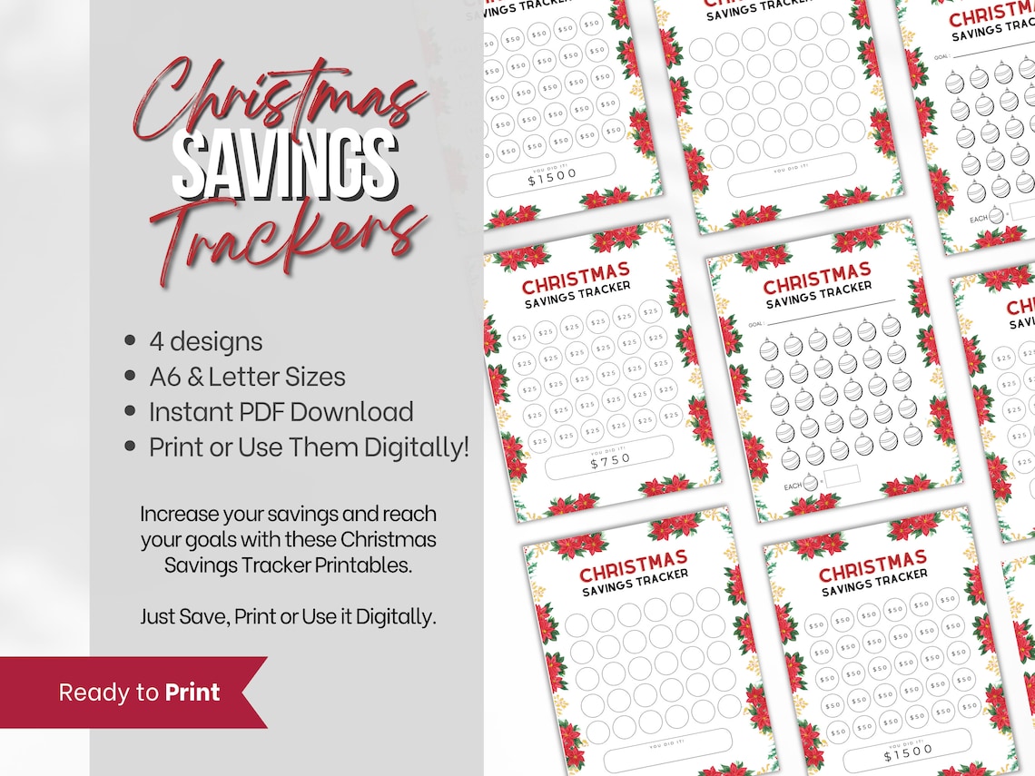 Christmas Savings Tracker Printable Bundle Digital Download - Etsy