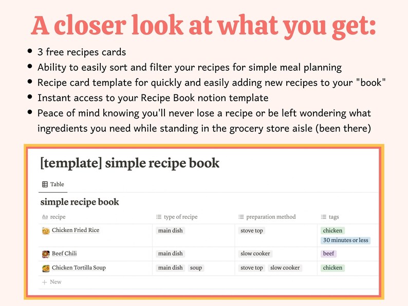 Digital Recipe Book Notion Template Etsy
