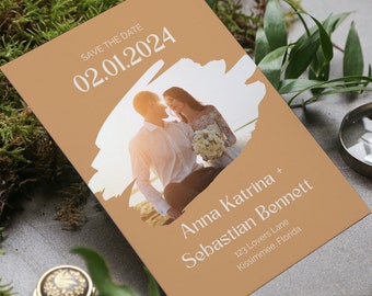 Save the Date, Wedding, Marriage, Minimal, Boho, Terracotta, Invitation