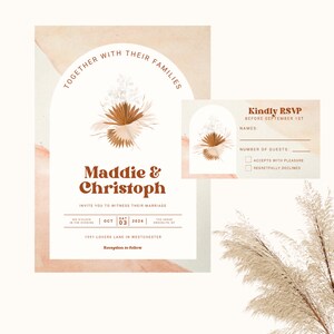 Bundle Wedding Invitation and RSVP set, Boho wedding, Bohemian Wedding Suite, Boho Bride Wedding Invitation and RSVP Digital Downloads