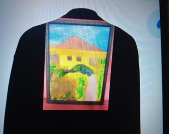 sweatshirt with origanal oil painting Moms Casa by martin collier marcol from artistaffect