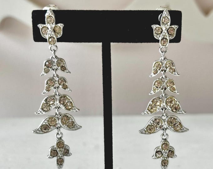 Vintage Sarah Coventry Silver Tone Chandelier Earrings Clip-On 2.75"