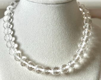 Vintage Czech Clear Crystal Beaded Choker Necklace 15.75"