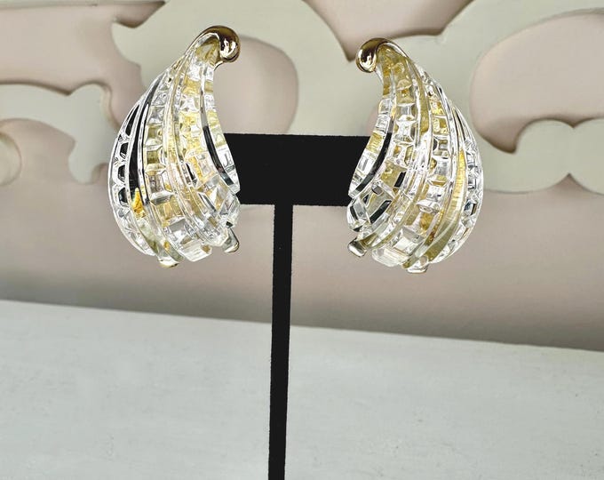Vintage Kenneth J Lane Acrylic Faux Crystal Statement Earrings