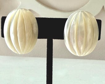 Vintage Faux MOP Earrings Unsigned