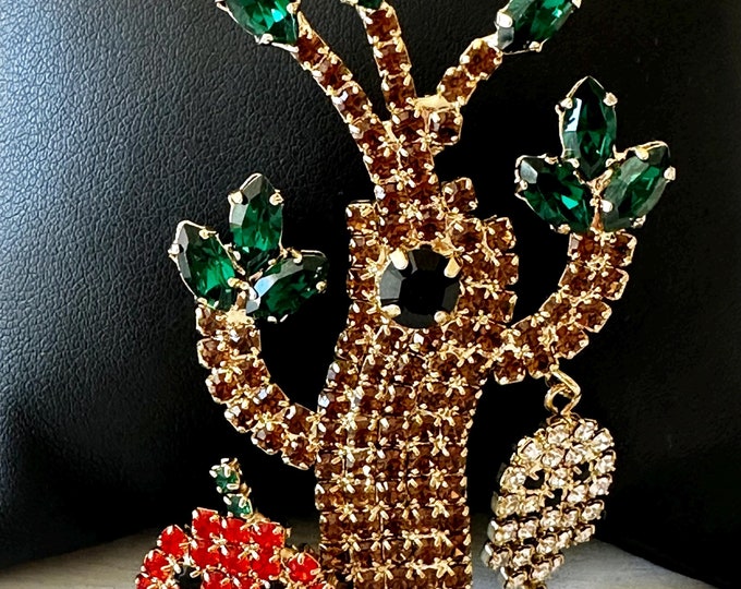 Vintage Halloween Brooch with Spooky Tree, Ghost, and Jack-O-Lantern Unsigned