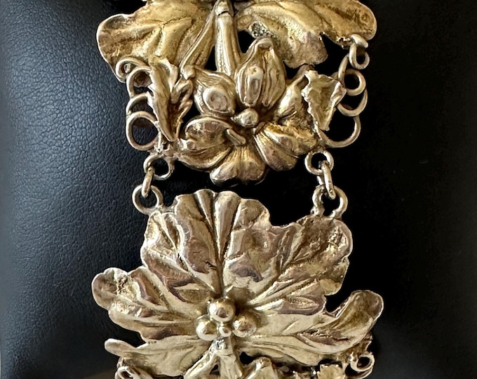 Vintage Peruzzi Boston Sterling Silver Repousse Panel Bracelet 7"
