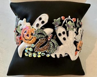 Vintage Kirk's Folly Halloween Ghosts Clamper Bracelet