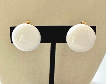 Vintage Trifari White Acrylic Earrings