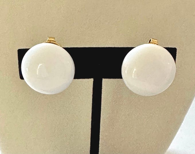 Vintage Trifari White Acrylic Earrings