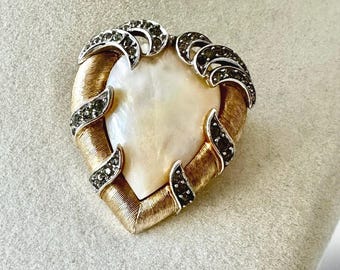 Vintage Trifari 1957 Fantasia Series Heart-Shaped Brooch with Mother of Pearl