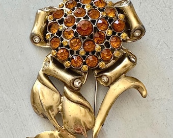 Vintage Golden Sunflower Brooch Unsigned 2.75"