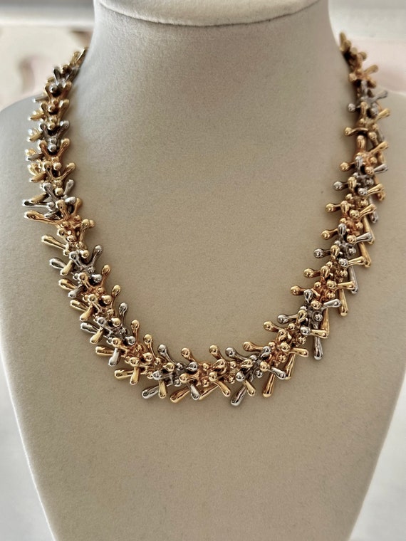 Vintage Napier Gold Tone and Silver Tone Necklace 