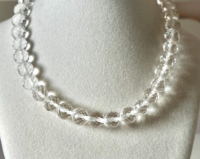 Vintage Czech Clear Crystal Beaded Choker Necklace 15.75"