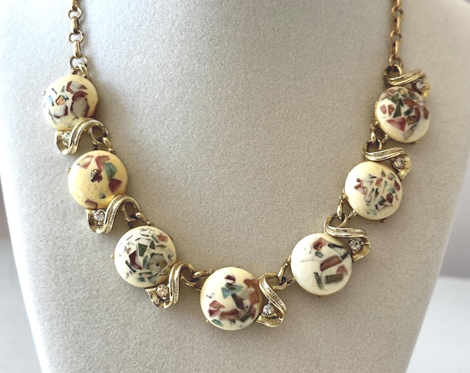 Vintage Coro Cream Confetti Choker Necklace
