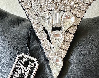Vintage Kramer Silver Tone Rhinestone Fur Clip with Original Tag