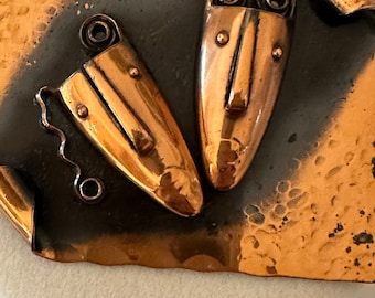 Vintage Francisco Rebajes Iconic 1950s Copper Mask Brooch