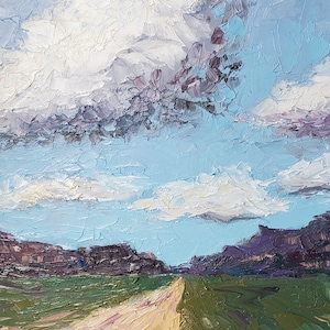 Adventure Awaits - Original Oil Painting - 8x10 inches - Landscape Painting - Palette Knife Painting - Framed