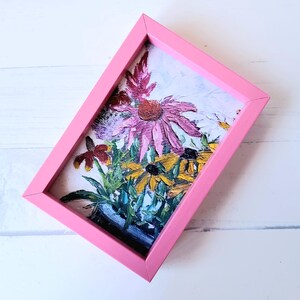Mini Print with Magnetc Frame - Summer Wildflowers- Floral Art - Choose Your Frame Color