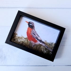 Mini Print with Magnetc Frame - Spring Robin - Nature Art - Choose Your Frame Color