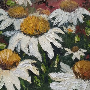 Dancing Coneflowers - Original Oil Painting - 10x20 inches - Floral Painting - Palette Knife Painting