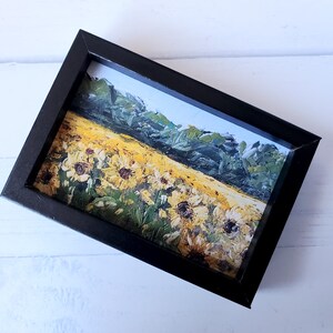 Mini Print with Magnetc Frame - Sunflower Field - Landscape Art - Choose Your Frame Color