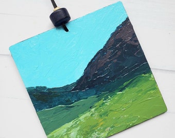 Handpainted Ornament - 4x4 inch Acrylic Painting - Ornamental Hanger - Mini Painting - Landscape Art