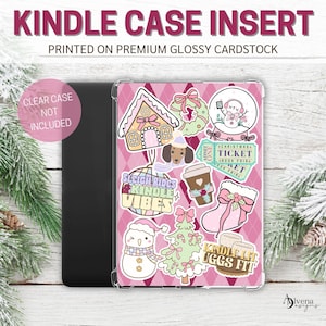 Christmas Kindle Case Insert | Pink Kindle Case | Holiday Kindle Case Insert | eReader Case Insert | Checkered Kindle Insert |Paperwhite