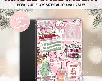 Roze kerst Kindle-hoesje | Bijsluiter vakantie-eReader