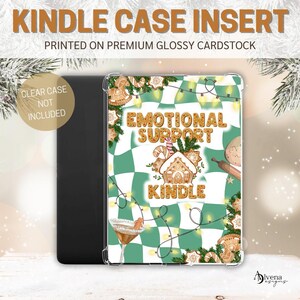 Checkered Christmas Kindle Insert | Holiday Kindle Insert | Emotional Support Kindle Insert | Kindle Stickers | Kindle Clear Case
