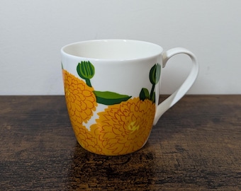 Caneca de Marimekko Primavera | Floral Amarelo e Laranja 3,5 dl | Maija Isola Design Finlandês