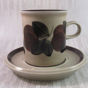 Vintage RUIJA Arabia Hand-painted Coffee Cup and Saucer, Arabia of Finland, made in Finland