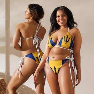 Barbados Flag Bikini | Bajan Pride Swimsuit | Caribbean Carnival Beachwear | Crop Over Festival Swim Set