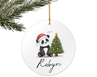 Personalized Panda Christmas Ornament: Custom 2025 Keepsake