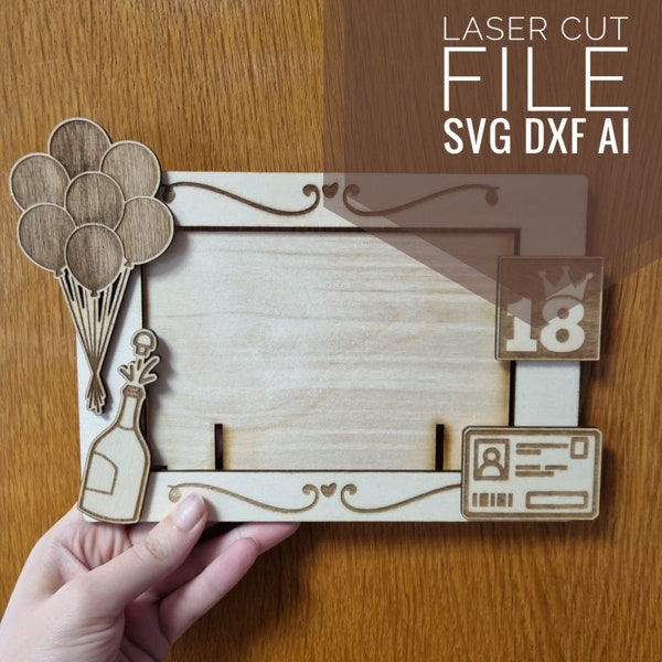 18 birthday photo frame - laser cut files - dxf svg ai